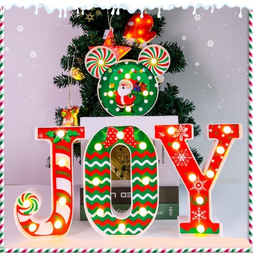 Merry Christmas Letter Light JOY Decorative Letters Decoration Christmas Home Party Desktop Ambience Light