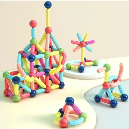 64Pcs Toys Magnet Stick Balls Kids With Magnetic Box Building Building Educational Toys Puzzle Creativity Toys and Sensory