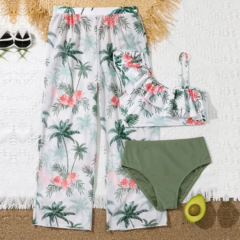 Girls' Flying Gauze Pants Swimsuit Three-piece Suit