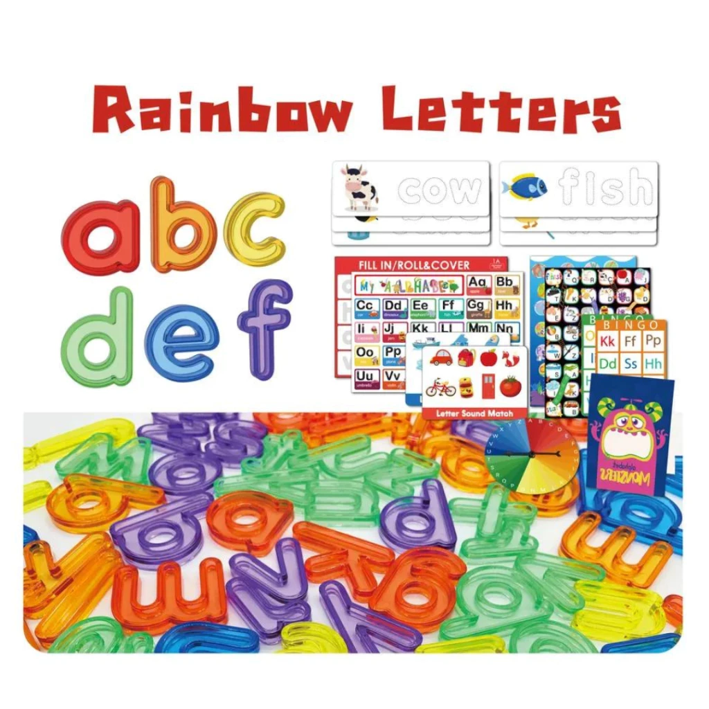 Rainbow Letters Colorful Plaking Puzzle Spelling Alphabet Games