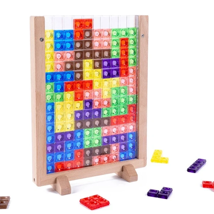Tetris Game Wooden Blocks Creative 3D Educational Puzzle Game Children's Toys