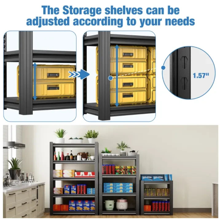 Garage Storage Shelves Heavy Duty, 5 Layers Adjustable Height Metal Shelving Unit, Suitable For Garage Basement, Industrial Shelves Practical Shelves