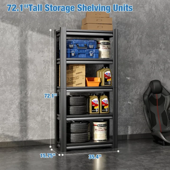 Garage Storage Shelves Heavy Duty, 5 Layers Adjustable Height Metal Shelving Unit, Suitable For Garage Basement, Industrial Shelves Practical Shelves