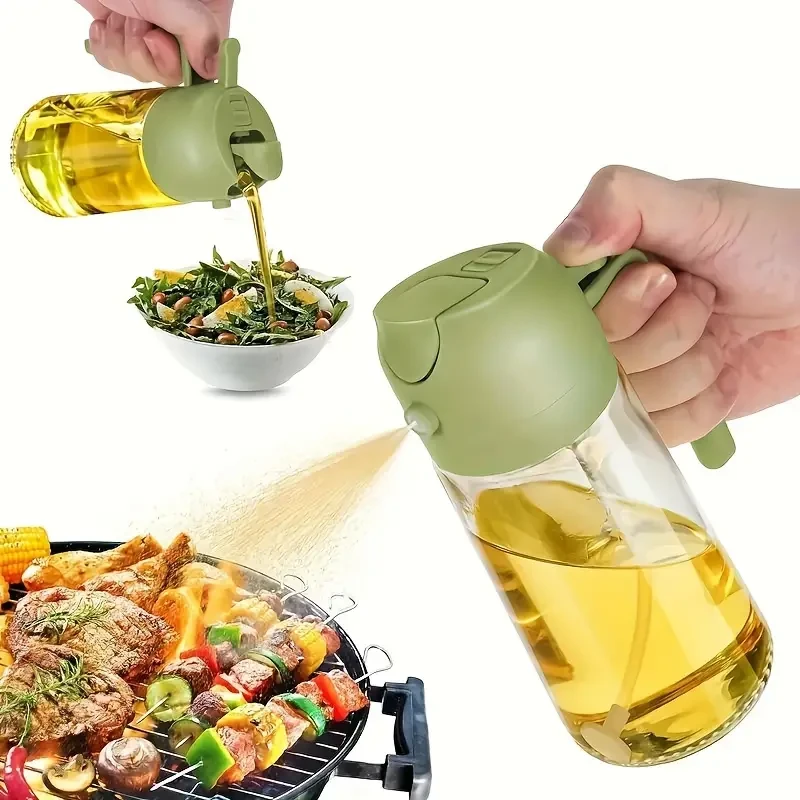 16oz 2-in-1 Olive Oil Dispenser and Oil Sprayer Bottle for Kitchen