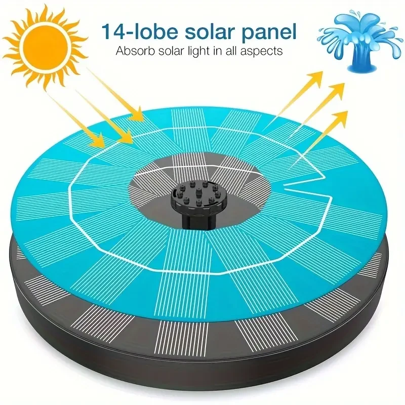 3.5W Solar Fountain Pump with 6 Nozzles - Solar Birdbath Fountain for Garden, Pond, Fish Tank, and Aquarium