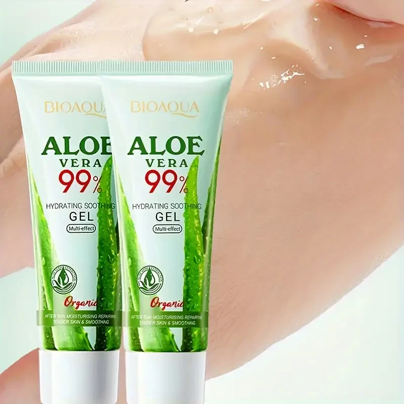 2-Pack Aloe Vera 99% Hydrating Soothing Gel, 50g Each, Unisex Facial Moisturizer, Alcohol-Free, Aloe Vera Scent, Nourishing with Citric Acid & Nicotinamide, Glycerin for All Skin Types