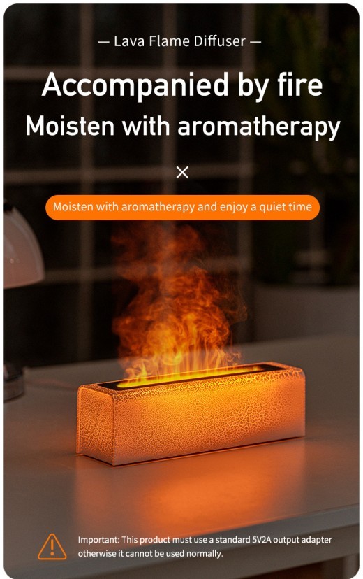 Creative Lava Colorful Flame Aroma Diffuser Desktop Atmosphere Humidifier