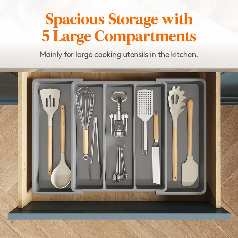 Expandable Utensil Organizer for Kitchen Drawers - Adjustable Cutlery and Silverware Holder