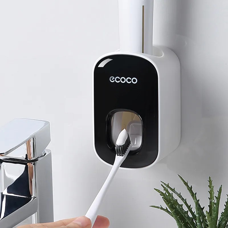 Automatic Toothpaste Dispenser and Toothbrush Holder Set