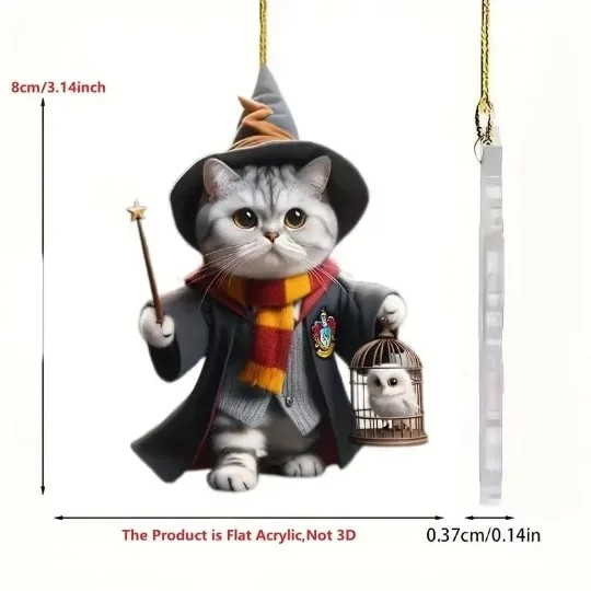 Acrylic Flat Magic Cat Cute Cartoon Pendant