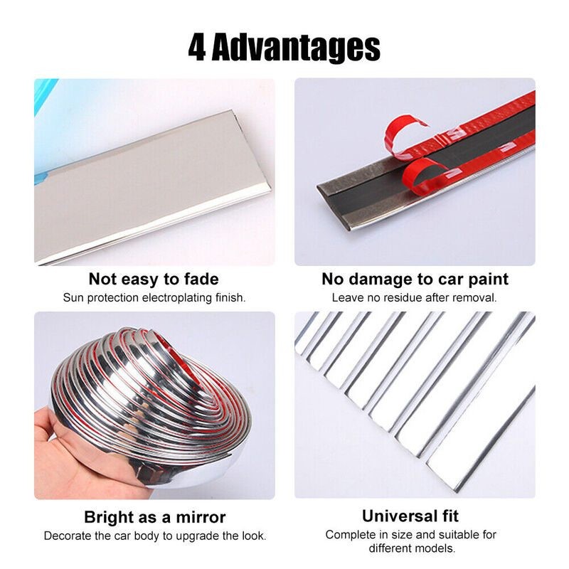 Car Chrome Styling Moulding Trim Strip 12mm x 5M