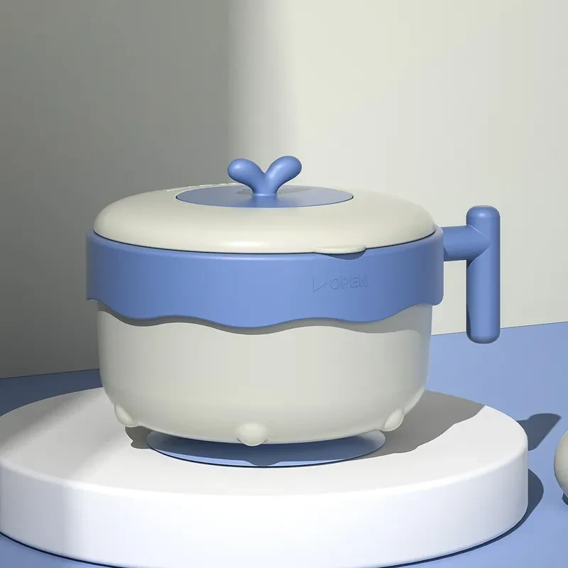Baby Water Injection Insulation Bowl Anti-fall And Anti-scalding Baby Stainless Steel Suction Cup Bowl