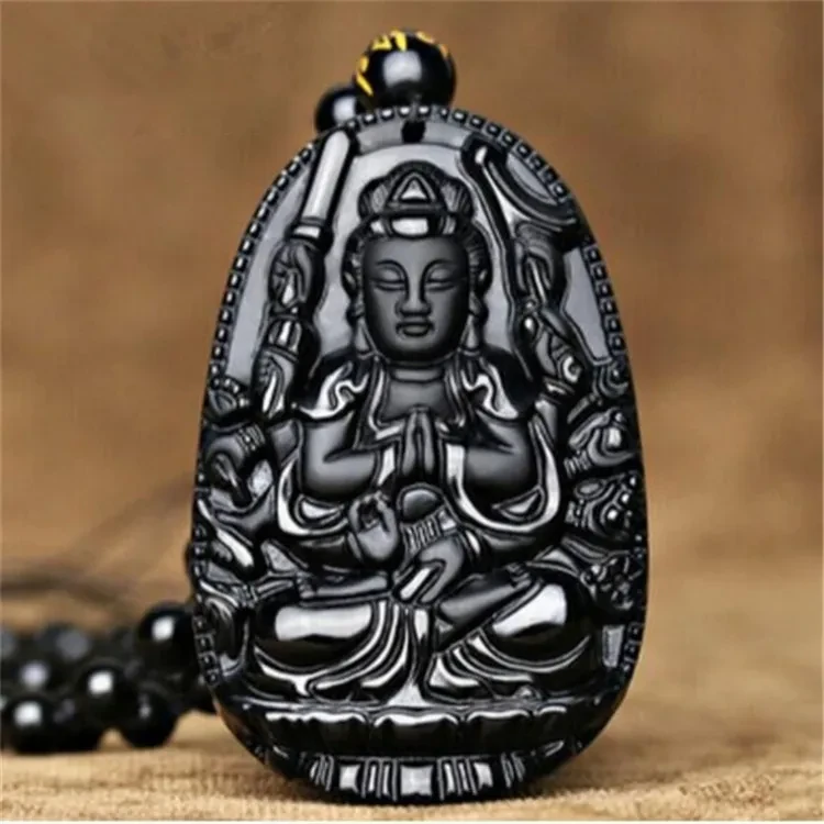 Obsidian Buddha Pendant