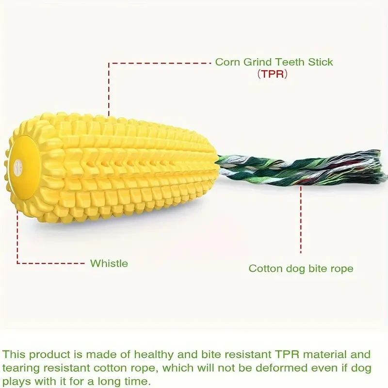 Dog Chew Toys for Aggressive Chewers - Tough Durable Squeaky Interactive Corn Stick Toy for Small and Large Breeds