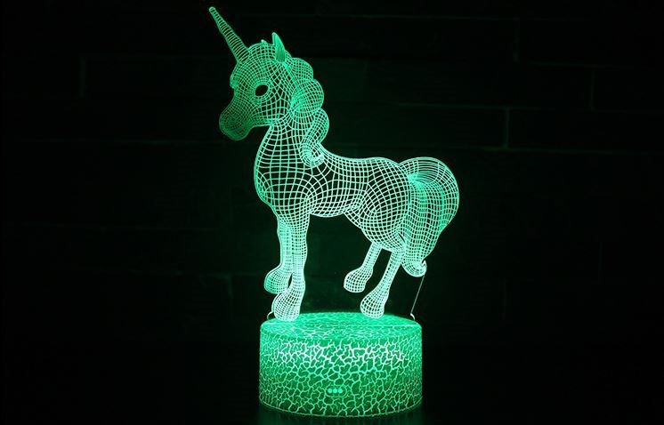 Unicorn 3D Night Lamp LED Light, Power By USB, 7 Changeable colors