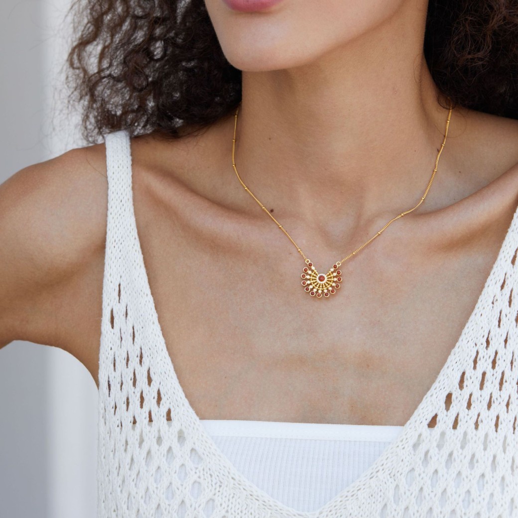 Silver Natural Lapis Lazuli South Red Necklace