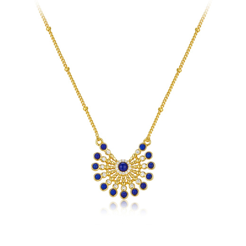 Silver Natural Lapis Lazuli South Red Necklace