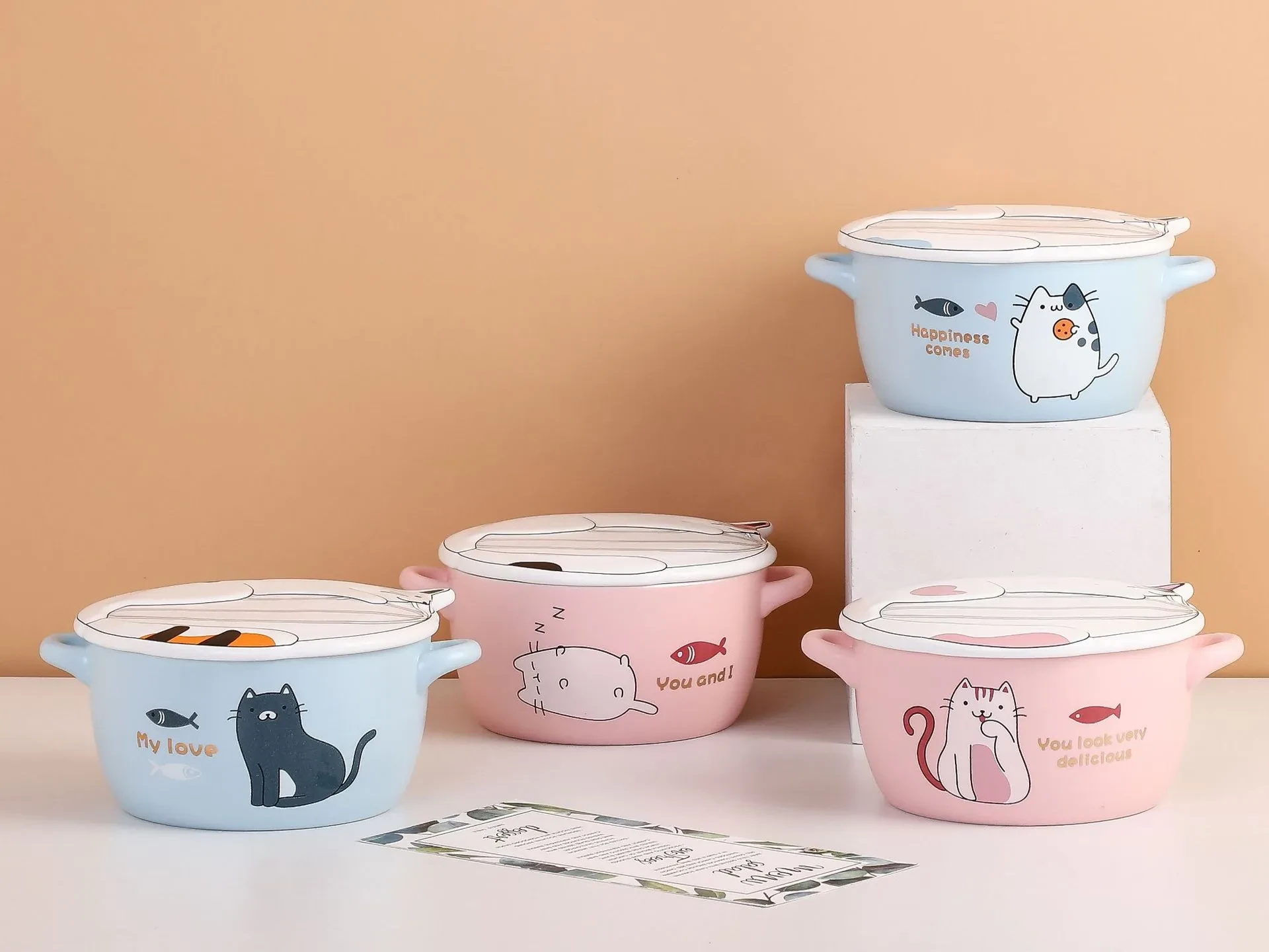 Creative New Ceramic Instant Noodle Bowl School Dormitory Staff Quick Supper Instant Noodle Bowl