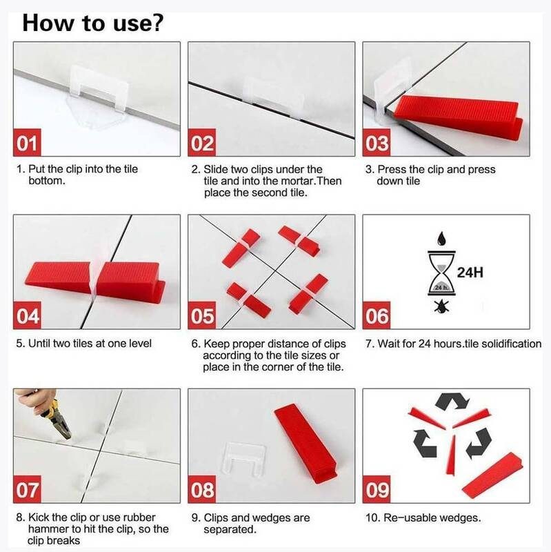 Clips Tile Leveling System Kit Floor Wall Spacer Tiling Tool Set