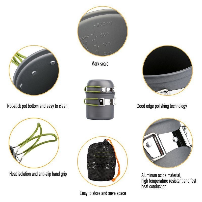 13pcs Camping Stove Set Cookware Picnic Bowl Pot Pan Gas