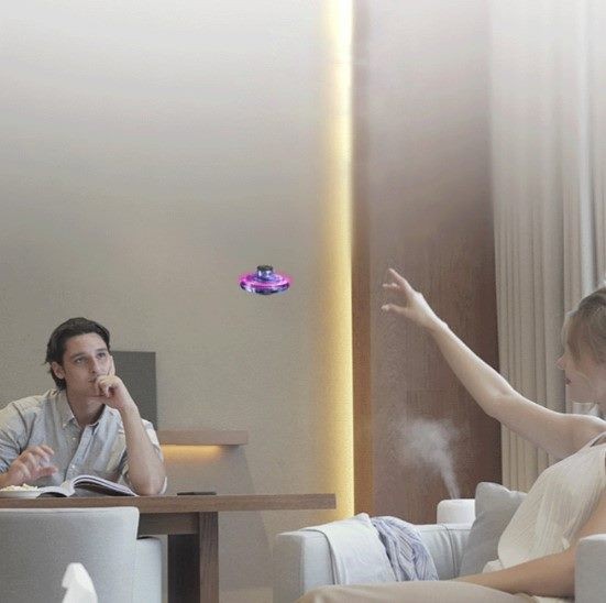 Flying Spinner, UFO Fingertip, Rechargeable Flying Gyroscope USB Toy, Blue