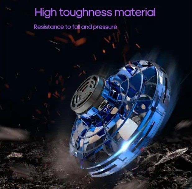 Flying Spinner, UFO Fingertip, Rechargeable Flying Gyroscope USB Toy, Blue