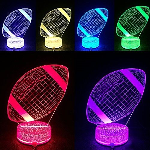 Rugby 3D Night LED Light, Power By USB, 7 Changeable color
