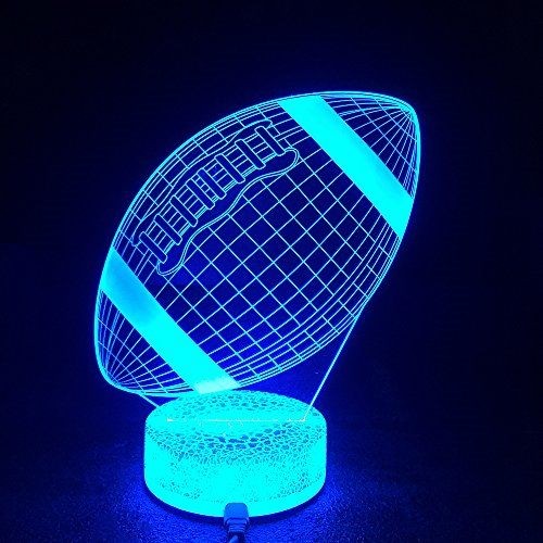 Rugby 3D Night LED Light, Power By USB, 7 Changeable color