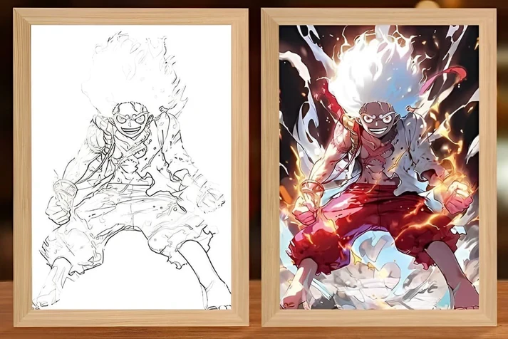One Piece Luffy Gear 5 Transformation Light Frame