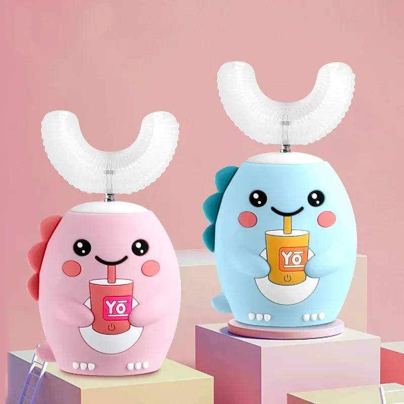 Kids U Shaped Electric Toothbrush with 4 Brush Heads, Sonic Toothbrush Kids with 5 Modes