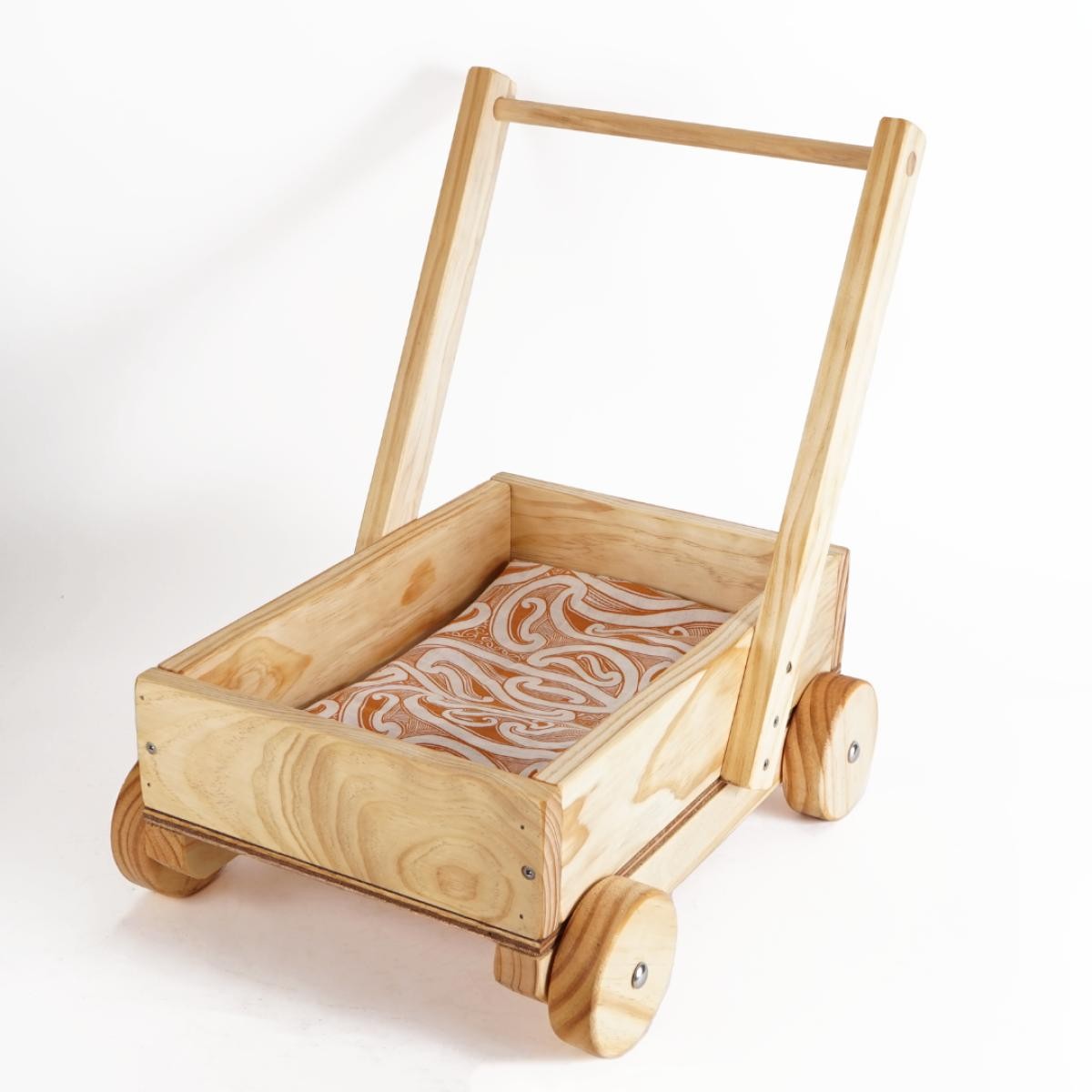 NZ Handmade Wooden Push Trolley