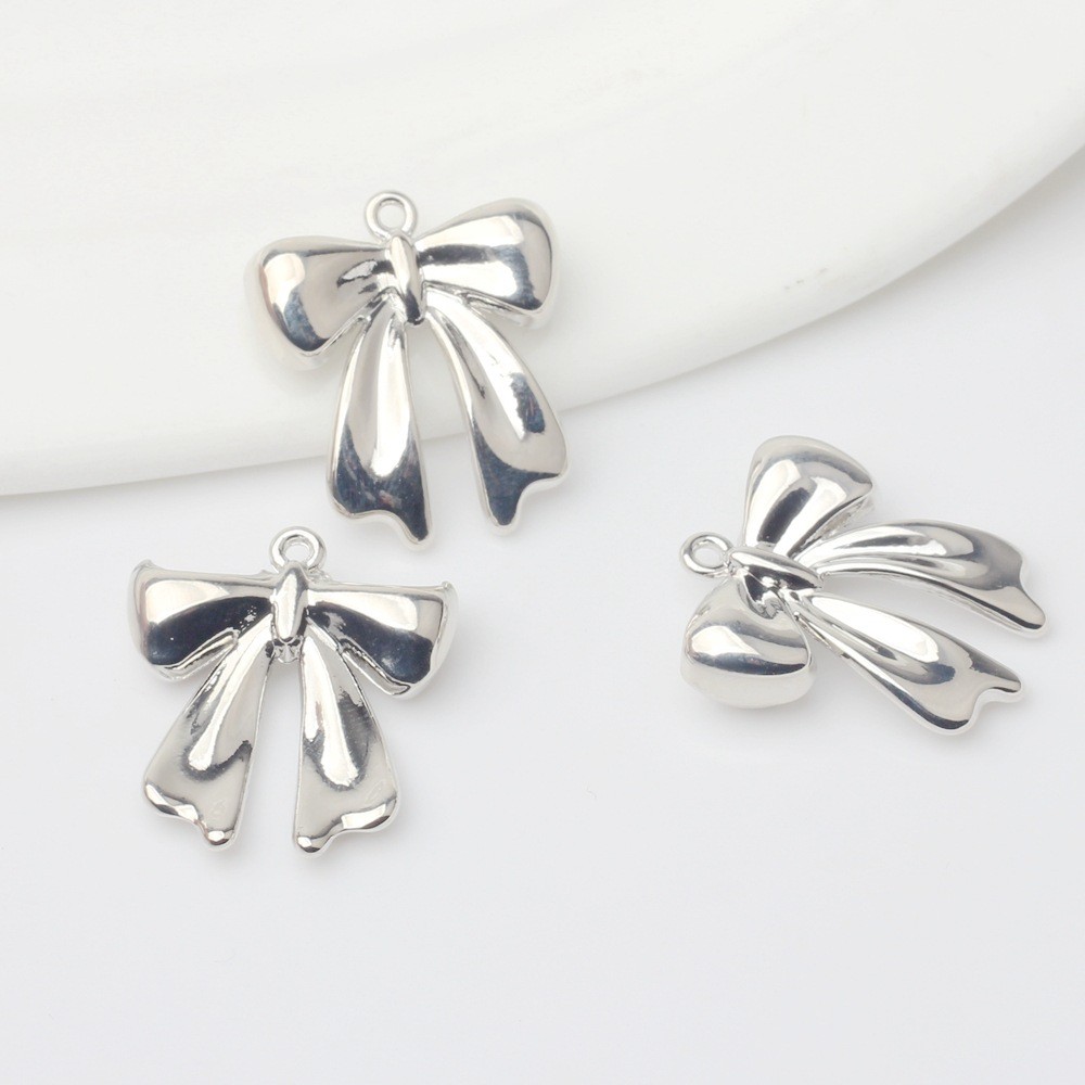 Korean Style Fashionable Simple Alloy Bow Silver-plated Pendant Accessorie