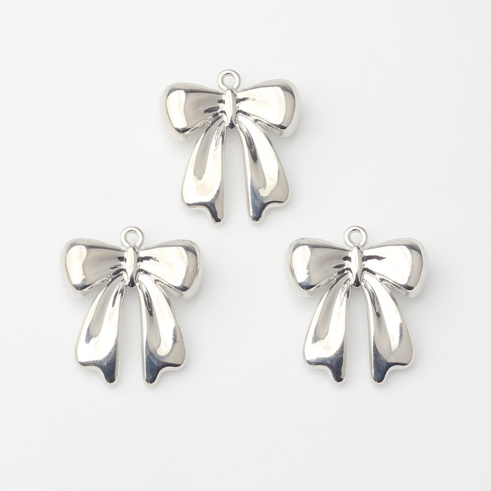 Korean Style Fashionable Simple Alloy Bow Silver-plated Pendant Accessorie