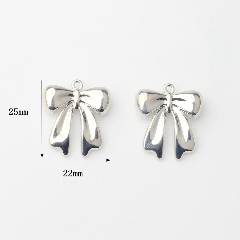 Korean Style Fashionable Simple Alloy Bow Silver-plated Pendant Accessorie