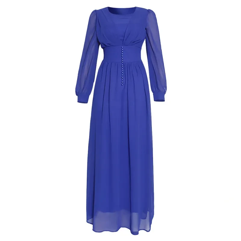 Muslim Long Sleeve Chiffon Dress Women's