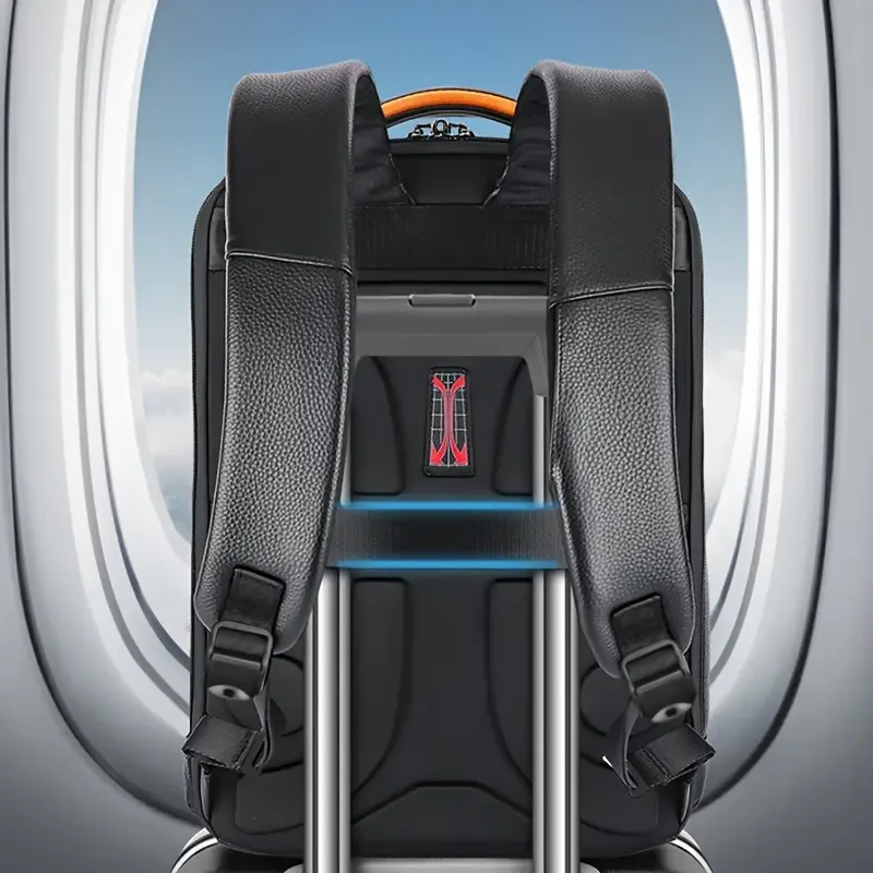 SWICKY Premium Leather Backpack for Men - Business & Travel, 42.93cm Laptop Compartment, Large Capacity