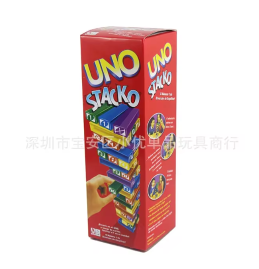 Stacko UNO Card Board Games Family Entertainment Poker Party Early Education Puzzle Stackoed Toys Playing Cards Birthday Gift