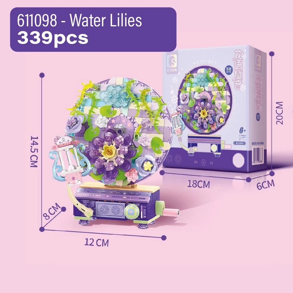 Block City- Sembo Flower Melody Puzzle Block Brick Toys stacking flower vynil, can be rotated