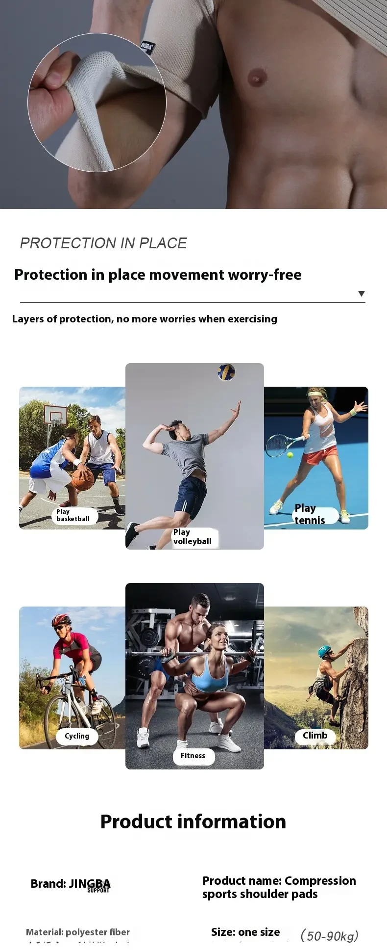 JINGBA Shoulder Brace - Support and Compression Sleeve for Rotating Cuff Tears and Joint Pain Relief