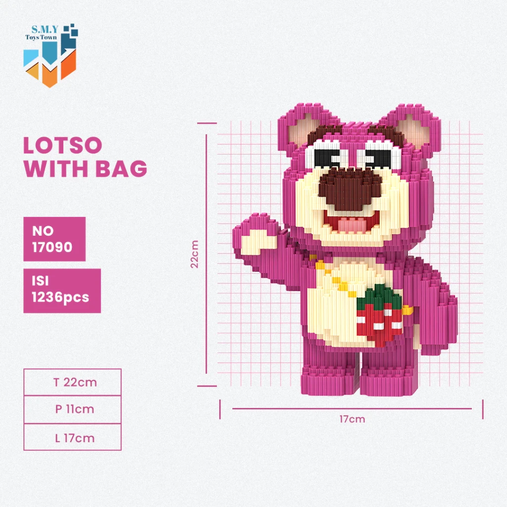 SMY Toystown Nano Blocks Lotso Bear Big Series 3D Model, Toy Block Stacking, DIY Construction Block, Jumbo Bricks Magic Block Animation