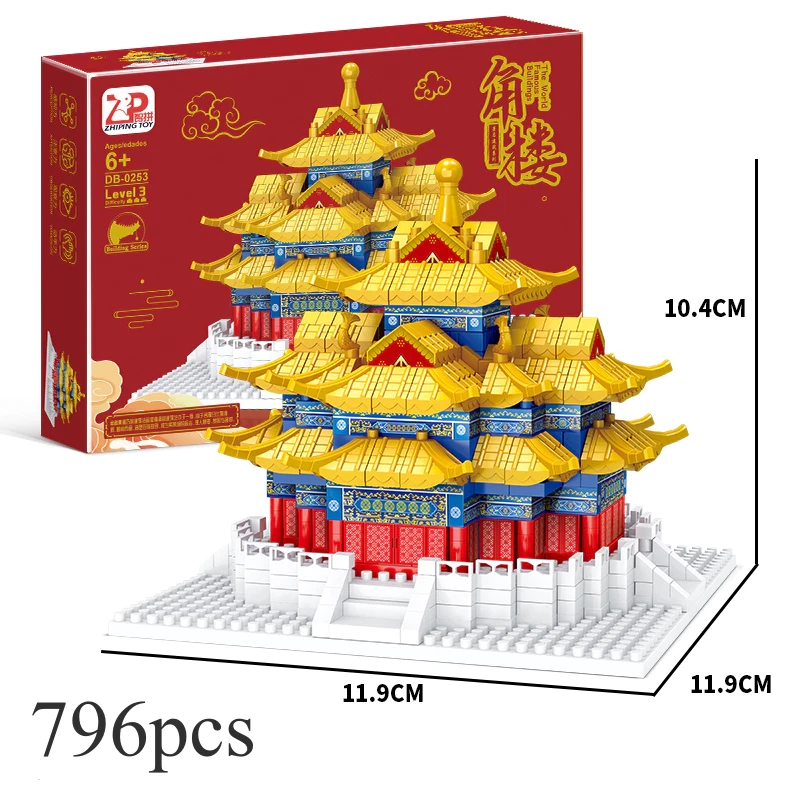 Toys Nano Block Corner Tower Building Block Block Stacking Chinese Architecture Block Brick Gifts