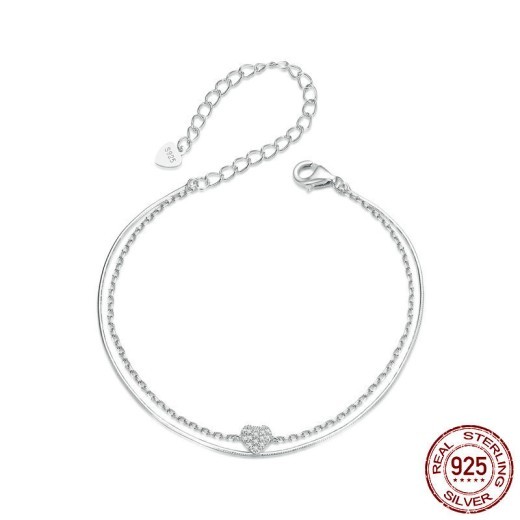 Fashion Double-layer Shining Heart Bracelet Sterling Silver