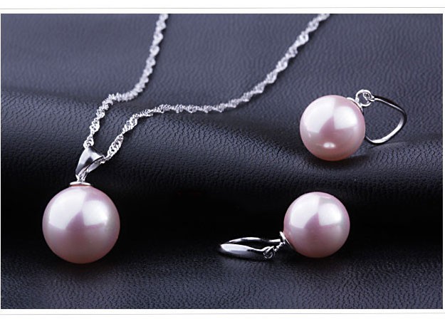 Freshwater Pearl Pendant Necklace Real 925 Sterling Silver Jewelry Set for Women