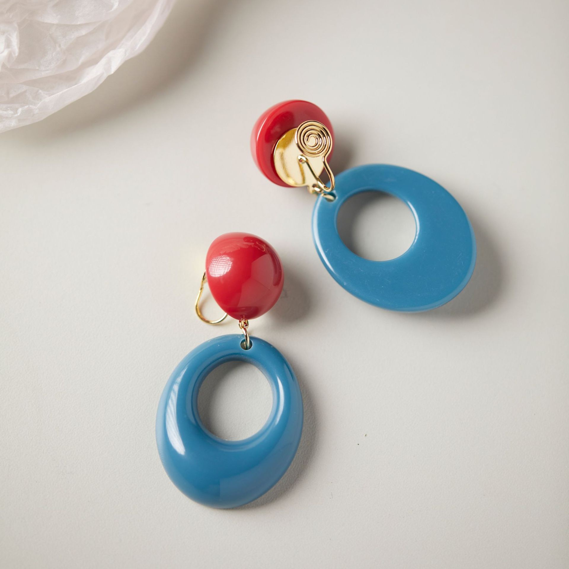 Retro Bold Color Block Circle Earrings