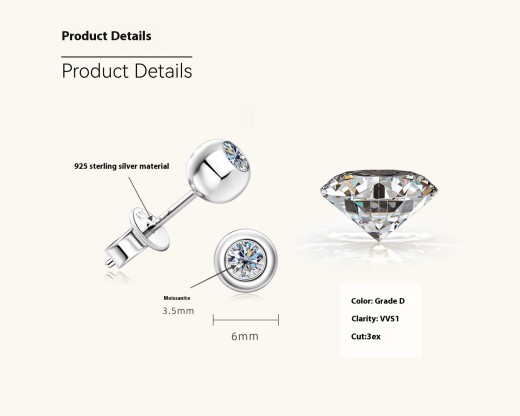 Amazon Foreign Trade Small And Personalized Water Bubble Moissanite Ear Studs