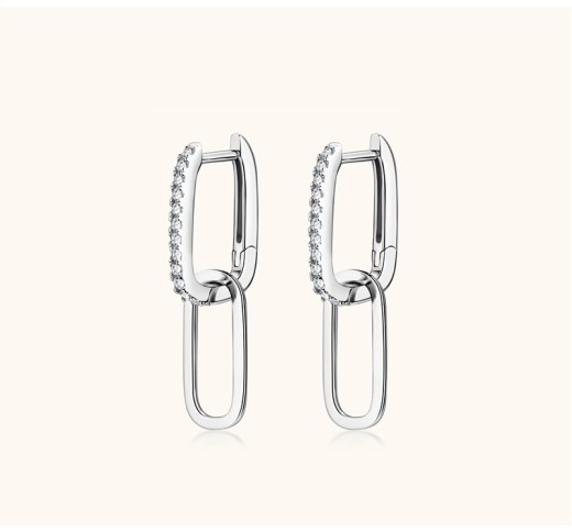 Light Luxury Design Double Ring Moissanite High Sense Niche S925 Silver Tassel Earrings