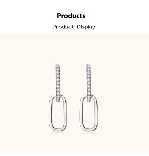 Light Luxury Design Double Ring Moissanite High Sense Niche S925 Silver Tassel Earrings