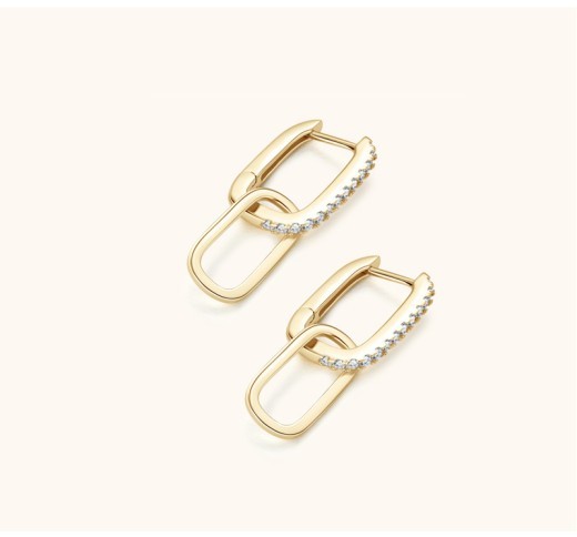 Light Luxury Design Double Ring Moissanite High Sense Niche S925 Silver Tassel Earrings