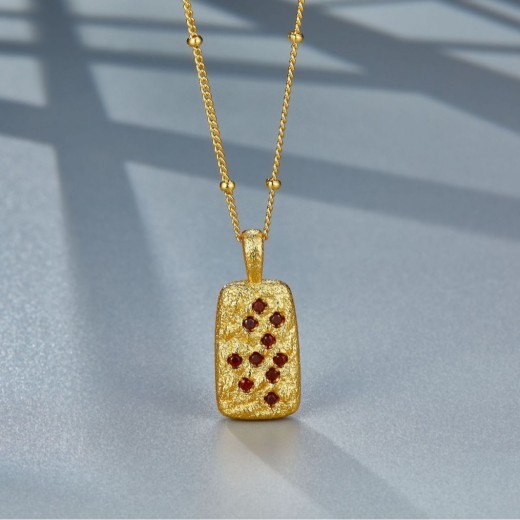 925 Silver Inlaid Natural Garnet Necklace