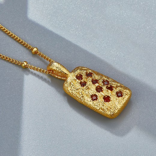 925 Silver Inlaid Natural Garnet Necklace